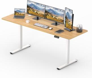 SANODESK Elektrischer Höhenverstellbarer Schreibtisch einfach mit Tischplatte, Memory Funktion und Haken, Schreibtisch Höhenverstellbar Elektrisch für Heimbüro, Homeoffice und Hause(160 x 60cm, ahorn)