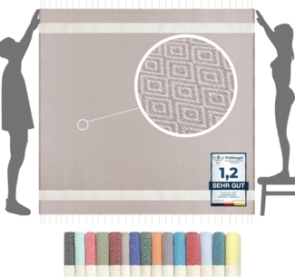 furora HOLIDAY Strandtuch XXL groß 200x200 cm Strand Tuch, aus Baumwolle, Stranddecke, Vielseitig, schöne Farben, hochwertige Verarbeitung