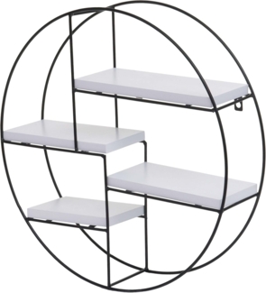 PROREGAL® Wandregal Wandregal rund 45x45x11cm 4 Böden Metall Holz Weiß Hängeregal