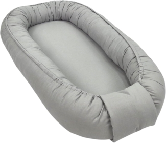 WIKLINOPOL Babynest Set für Neugeborene – Baby Nestchen 85x45 cm in Grau – Tragbares Babynest mit Matratze – Waschbares Baby Nestchen aus 100 % Baumwolle – Sicher für Zuhause & Reisen