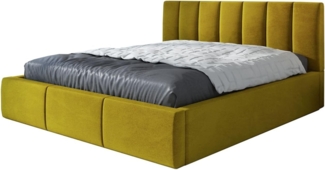 Polsterbett IGI 90x200 mit Matratze, Bettkasten und Lattenrost. Farbe: Bernesteigraun 34