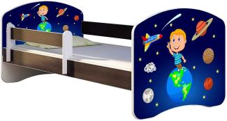 ACMA Kinderbett Jugendbett mit Einer Schublade und Matratze Wenge mit Rausfallschutz Lattenrost II 140x70 160x80 180x80 (22 Kosmos, 160x80)