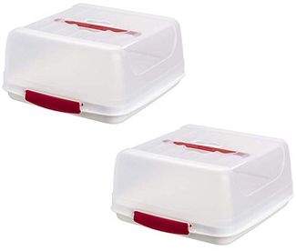 Engelland Kuchentransportbox Kuchenbox mit transparentem Deckel, Kunststoff, (Vorteils-Set, 2-tlg, sicheres Transportieren), mit Tragegriff und Klickverschluss, BPA-frei, rechteckig, Kunststoff