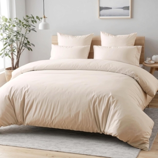 Cozyor Bettwäsche extra dick, weich, top Reissverschluss 135x200 155x200 155x220 200x200, Mikrofaser, 2 teilig, beige Driftwood, Bettbezug + Kissenbezug 80x80, für Allergiker, weich