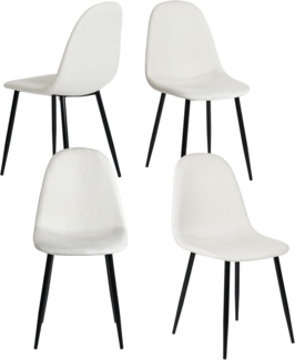 FurnitureR 4er-Set Elegante Esszimmerstühle aus Stoff mit Metallbeinen Ideal für das Schlafzimmer, Wohnzimmer, Cremeweiß