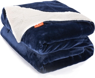 Sweetnight Kuscheldecke Microfaser Doppelseitig super weich Warm Decke Sofadecke Fleecedecke für Innen- und Außenbereich Couchdecke wohndecke 220x240 cm Dunkelblau
