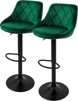 ML-DESIGN Barhocker Gepolsterter Barstuhl mit Rückenlehne und Fußstütze, 360° drehbar (2 St), Drestuhl höhenverstellbar 62-82 cm, Grün, Bezug aus Samt