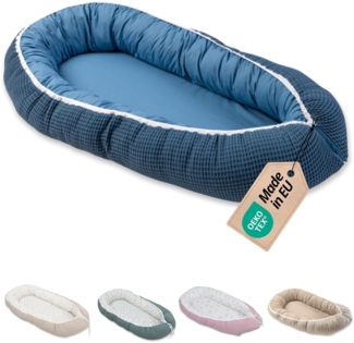 ULLENBOOM ® Bettnestchen Kuschelnest Baby 55x95 cm, kuscheliges Babynest, Made in EU, (1-tlg), Ideal für Neugeborene als Reisebett, Blau