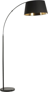 'Yabus' Stehlampe Schwarz 197 cm aus Metall mit Stoffschirm langes Kabel mit Schalter Bogenlampe Modernes Design