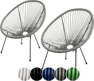 sunnypillow 2er Set Acapulco Gartenstühle | gemütlicher Loungesessel für Wohnzimmer, Terrasse, Garten, Balkon Sessel Stuhl | Korbsessel Gartensessel im Retro Design | Outdoor/Indoor | Grau