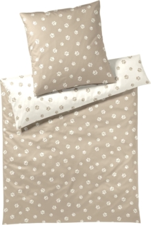 elegante Mako-Satin Bettwäsche Paws natur beige|155x200 cm + 40x80 cm