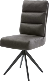 Esszimmerstuhl Pela-Flex Mikrofaser Anthrazit Vintage Kreuzgestell kantig Schwarz Taschenfederkern