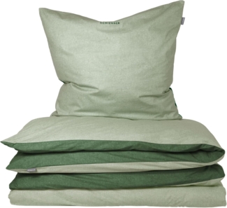 Schiesser 'Doubleface' Wendebettwäsche, Baumwolle, 2-teilig, Hellgrün / Grün, 155x220 cm, Renforcé