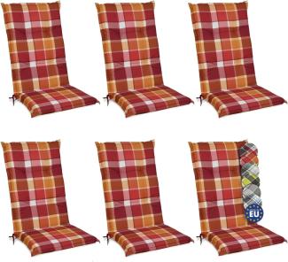 6er Set Beautissu Hochlehner Auflage Sunny 120 x 50 x 6 cm Rot