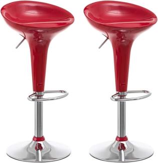 BAKAJI Set 2 Barhocker für Küche, modernes Design, Sockel aus verchromtem Stahl, Sitz aus ABS, drehbar, mit Verstellbarer Höhe und Fußstütze (Bordo)