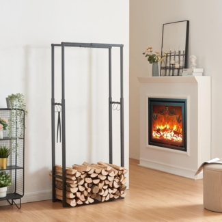 Kaminholzregal Kasan verstellbar H100-150xB60-100xT25cm [en. casa]