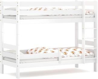 WNM Group 2in1 Etagenbett oder 2 Einzelbetten - Hochbett für Kinder Sophie - Stockbett mit Rausfallschutz und Lattenrost - Absturzsicherung Doppelstockbett - Jugendbett 90x200 cm - Weiß