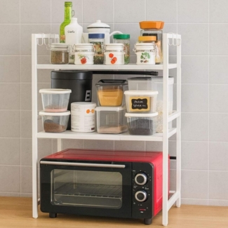 DanDiBo Verstellbares Küchenregal Weiß für Arbeitsplatte Stehend 3 Stufig 40-64 cm Regal Küche 96684 Standregal