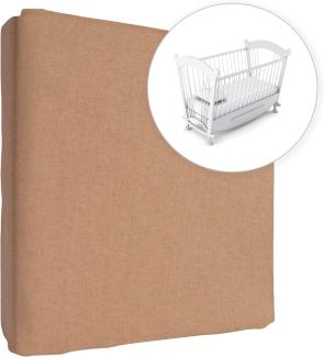 Jersey Spannbetttuch für Babybett, 100% Baumwolle, passend für 90x50 cm Babybett-Wiegebett-Matratze (Haselnuss)