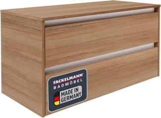 FACKELMANN VITA Waschbeckenunterschrank 100 cm breit, Braun hell, mit weißen Blenden