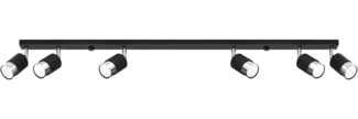 SOLLUX SL. 1068 Deckenleuchte NERO 6 schwarz/chrome Stahl 40W L: 117cm B: 5cm H: 18cm dimmbar