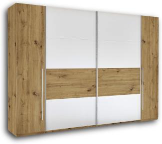 SAN MARINO Eleganter Kleiderschrank mit viel Stauraum - Vielseitiger Schwebetürenschrank in Artisan Eiche Optik, Weiß - 315 x 226 x 60 cm (B/H/T)