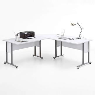 Büro-Winkelschreibtisch 120x120 cm COLUMBUS-10 in Brilliantweiß matt - B x H x T ca. : 200 x 75 x 200 cm