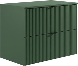 Vente-unique - Waschbeckenunterschrank hängend unter Waschbecken mit Ablageplatte - Streifenoptik - Grün matt - 80 cm - ZEVINI