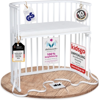 babybay Boxspring Beistellbett aus massivem Buchenholz mit Matratze Classic Soft / Kinderbett Höhe stufenlos verstellbar & umweltfreundlich / mitwachsendes Babybett (weiß lackiert)