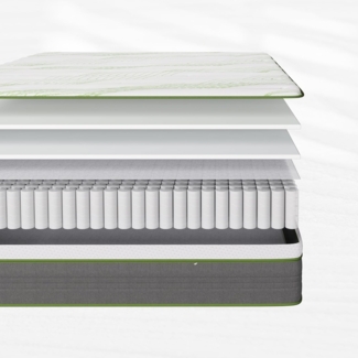 Novilla Matratze 135x190 H2 H3 Federkernmatratze Foam Mittelfeste Taschenfederkern Matratze Taschenfederkern Hybridmatratze Härtegrad Höhe 26cm Weiß