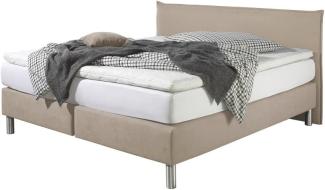 Maintal Boxspringbett Point, 200 x 200 cm, Stoff, 7-Zonen-Kaltschaum Matratze h3, Creme