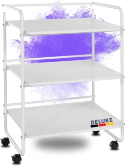 DELUKE® Rollwagen Servierwagen mit Rollen BERTA - 3 Ablagen,Metall | Beistellwagen mobil Gerätewagen Salonwagen Küchenwagen auf Rollen Kosmetikwagen Roll-Regal klein, Weiß