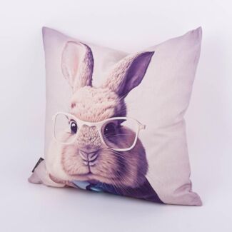Magma Heimtex Kissenhülle Rabbit Meister Lampe mit Brille 45x45cm Hasen, (1 Stück), Digitaldruck Hasenmotiv Hasenliebhaber Ostern