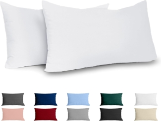 Kissenbezug 40x80 Renforcé Baumwolle (2er-Set) - Weiss - Dicht gewebt mit 57 Fäden/cm² - Kissenbezug 40x80 cm - Oeko Tex Zertifiziert - Dreamzie