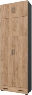 Vicco Mehrzweckschrank Anthrazit/Goldkraft Eiche 80x241.2 cm mit Schrankaufsatz und Schubladenmodul, Ingo