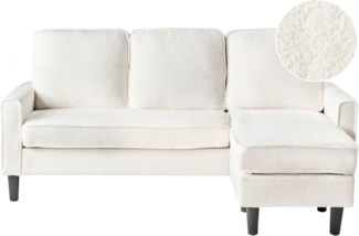 3-Sitzer Sofa Bouclé weiß mit Ottomane AVESTA