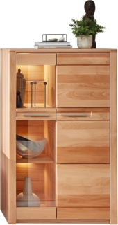 Stauraumvitrine >Nature One< 2 Türen, mit LED, FSC, Kernbuche teilmassiv - 85x137x40cm (B/H/T)