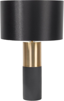 'Darling' Tischlampe Grau und Gold Metall 61 cm runder Stoffschirm Schwarz Lampenfuß Säulenform Kabel mit Schalter Moderner Look
