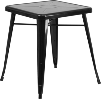 Flash Furniture Prince Gartentisch für drinnen und draußen, quadratisch, 60,3 cm, Schwarz