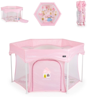 Cangaroo Laufstall Playbox klappbar Matratze Tragetasche Öffnung Reiselaufstall rosa