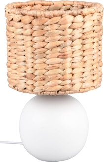 Tischleuchte VINA Keramikfuß Weiß mit Seegras Lampenschirm, Höhe 29cm