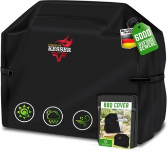 KESSER® Premium BBQ Grillabdeckung Gasgrill Grillhaube Abdeckung Wetterfest - für Weber, Brinkmann, Char Broil Grill Abdeckhaube Schutzhülle | 600D Oxford- Gewebe Reißfest Schwarz, 152 x 71 x 112 cm (BxTxH)