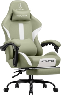 GTPLAYER Gaming-Stuhl Ergonomischer Gaming Sessel Schreibtischstuhl Gamer Stuhl aus Stoff, Federsitzkissen mit Fußstütze