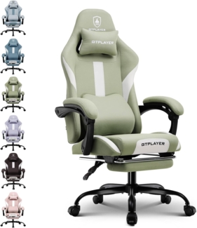 GTPLAYER Gaming-Stuhl Ergonomischer Gaming Sessel Schreibtischstuhl Gamer Stuhl aus Stoff, Federsitzkissen mit Fußstütze