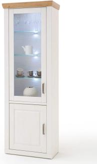 Vitrine Bruneck 4 Pinie weiss Nb 73 x 210 x 40 cm Glasvitrine Wohnzimmer ohne Beleuchtung