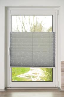 K-home Klemmfix-Plissee, Elba Bedruckt Grau, 80 x 210 cm (B x L) Modern