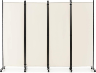FANTASK 225x173 cm Raumteiler auf Rollen, Paravent 4 teilig, Trennwand faltbar