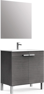 Baikal Badmöbel Neo, Zwei Türen, Möbel mit Beinen, Verschiedene Ausführungen und Größen, Melamin 16 mm, montiert, 2 Türen mit Spiegel, 80 cm, Asche
