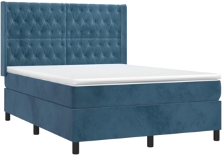 vidaXL Boxspringbett mit Matratze Dunkelblau 140x190 cm Samt 3132859