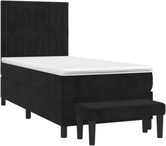 vidaXL Boxspringbett mit Matratze Schwarz 90x200 cm Samt 3137943